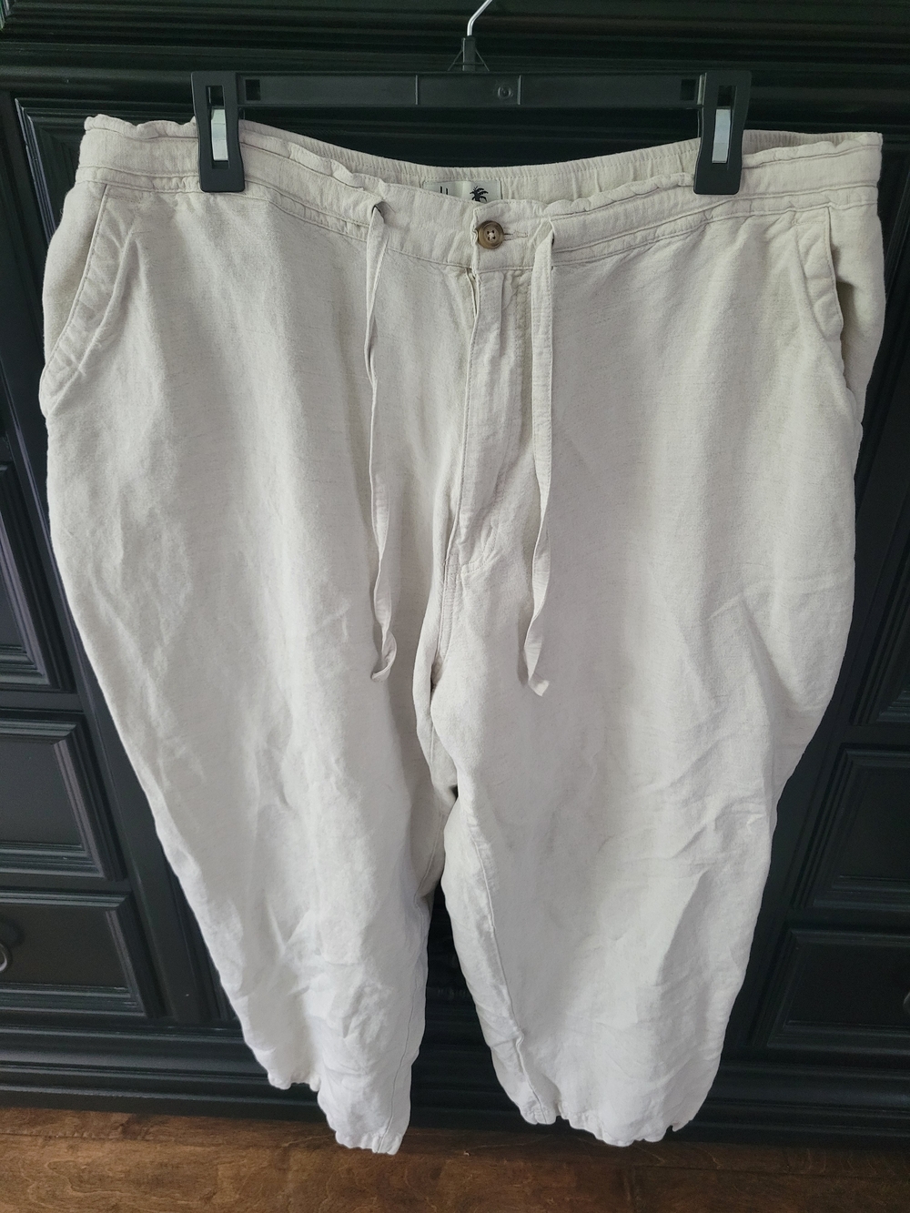 Men's Drawstring Chinos in Light Cream